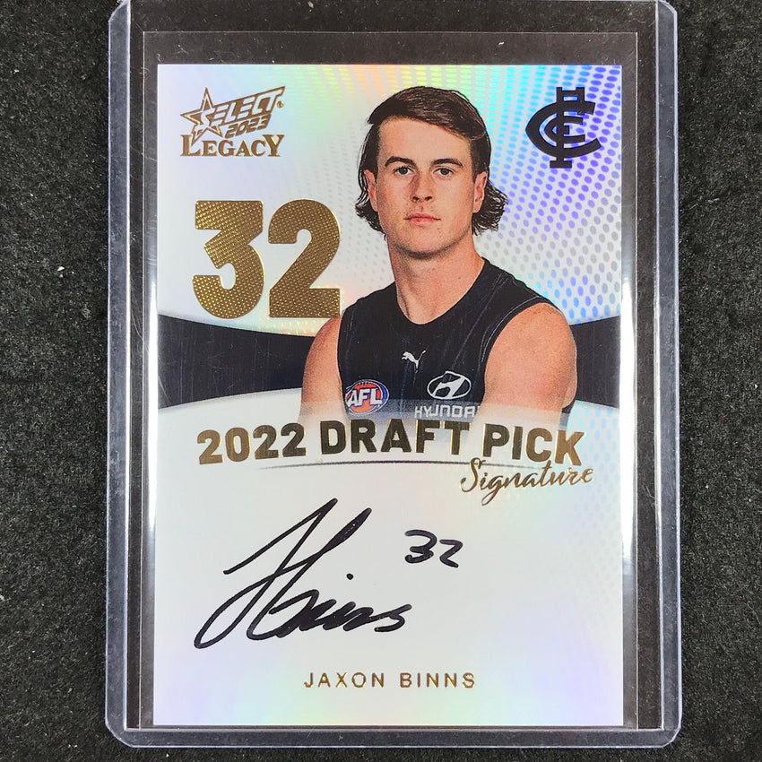 2023 Select AFL Legacy JAXON BINNS Draft Pick Signature Gold 23/90