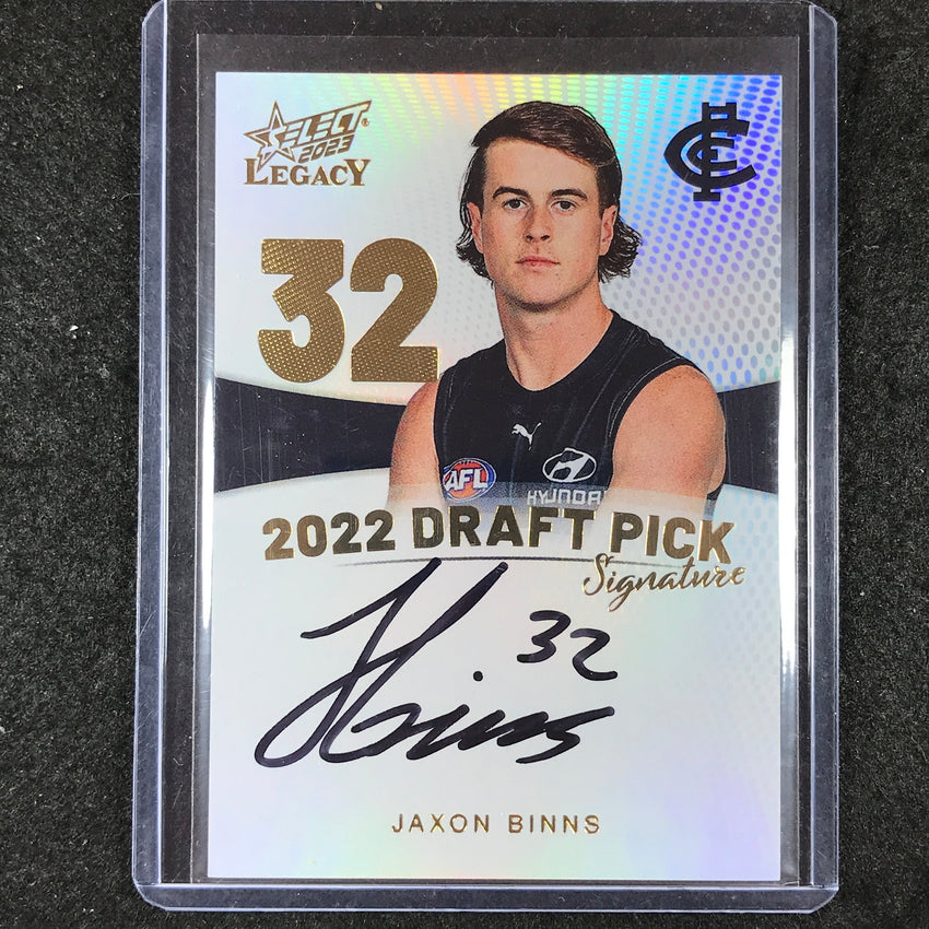 2023 Select AFL Legacy JAXON BINNS Draft Pick Signature Gold 87/90