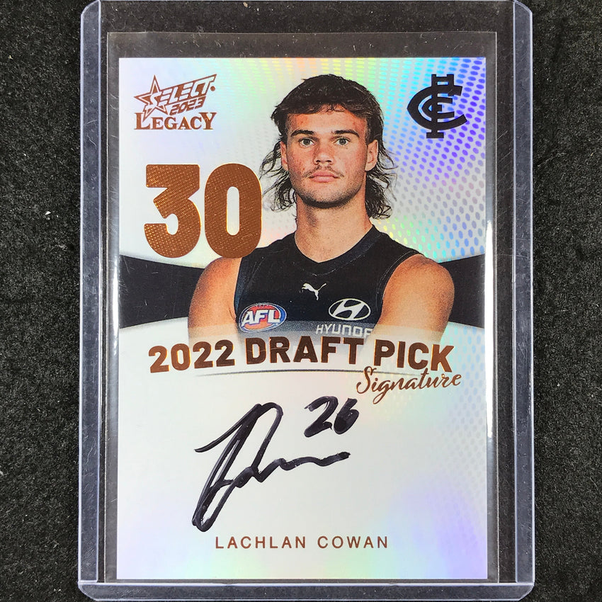 2023 Select AFL Legacy LACHLAN COWAN Draft Pick Signature Copper 96/175