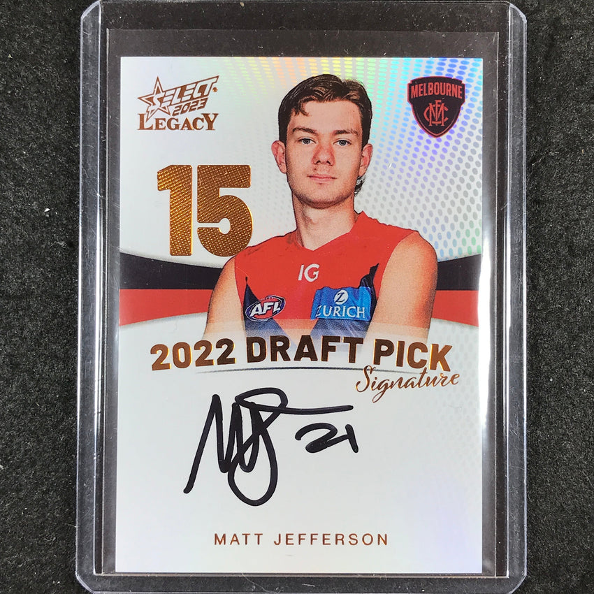 2023 Select AFL Legacy MATT JEFFERSON Draft Pick Signature Copper 90/175