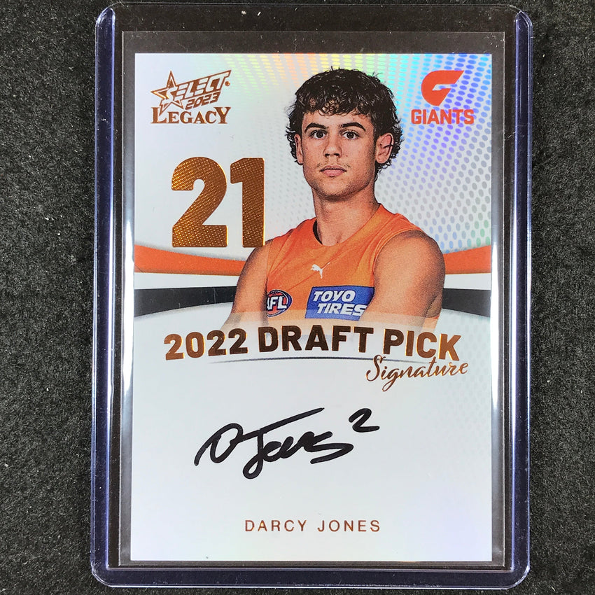 2023 Select AFL Legacy DARCY JONES Draft Pick Signature Copper 88/175
