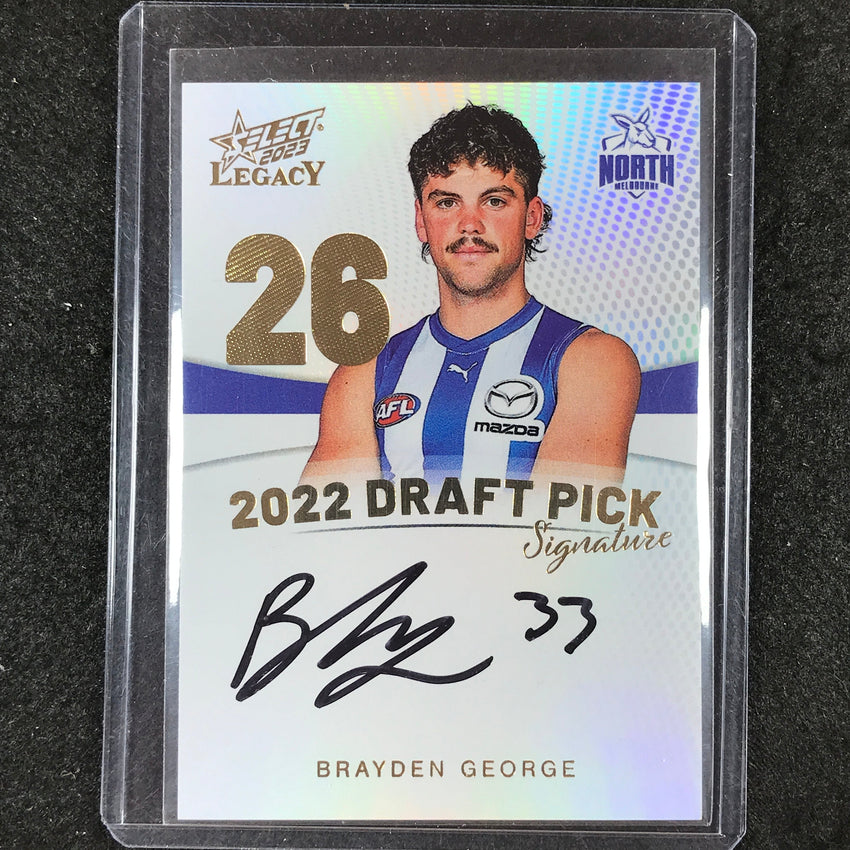 2023 Select AFL Legacy BRAYDEN GEORGE Draft Pick Signature Gold 74/90