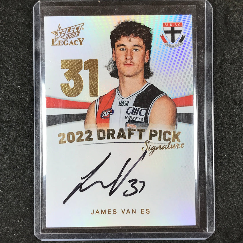 2023 Select AFL Legacy JAMES VAN ES Draft Pick Signature Gold 54/90
