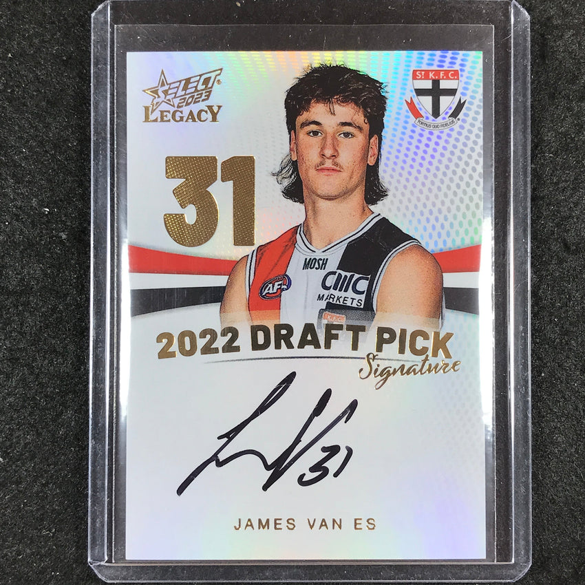 2023 Select AFL Legacy JAMES VAN ES Draft Pick Signature Gold 55/90