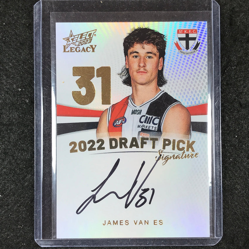 2023 Select AFL Legacy JAMES VAN ES Draft Pick Signature Gold 20/90