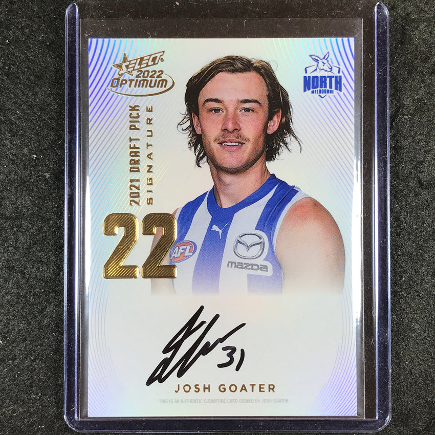 2022 Select AFL Optimum JOSH GOATER Draft Pick Signature Gold 74/85