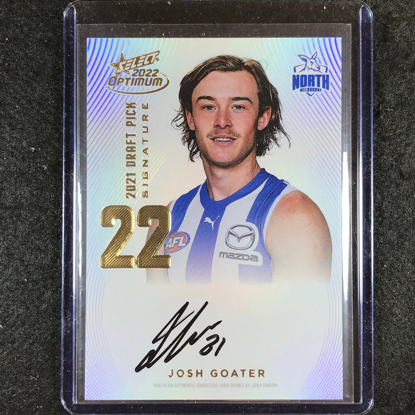2022 Select AFL Optimum JOSH GOATER Draft Pick Signature Gold 63/85