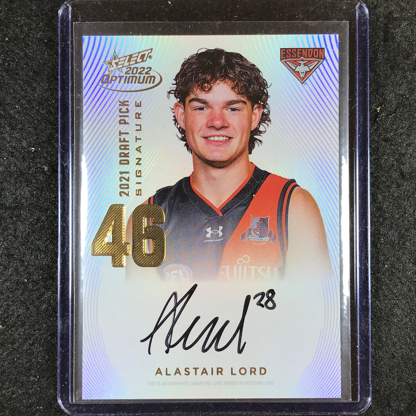 2022 Select AFL Optimum ALASTAIR LORD Draft Pick Signature Gold 44/85