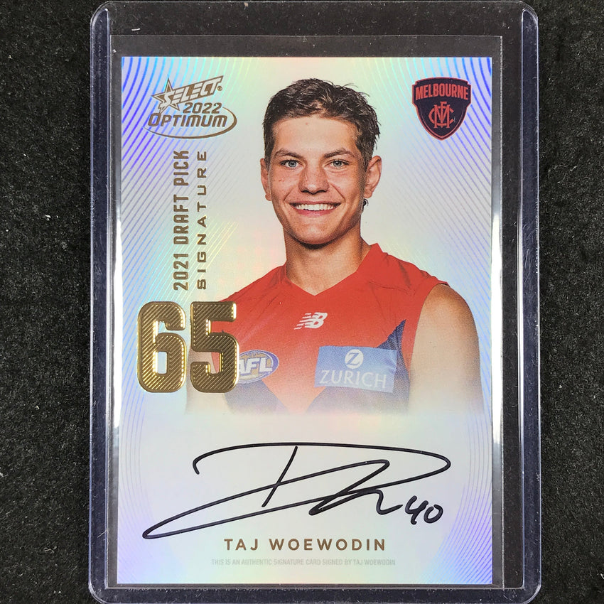 2022 Select AFL Optimum TAJ WOEWODIN Draft Pick Signature Gold 02/85