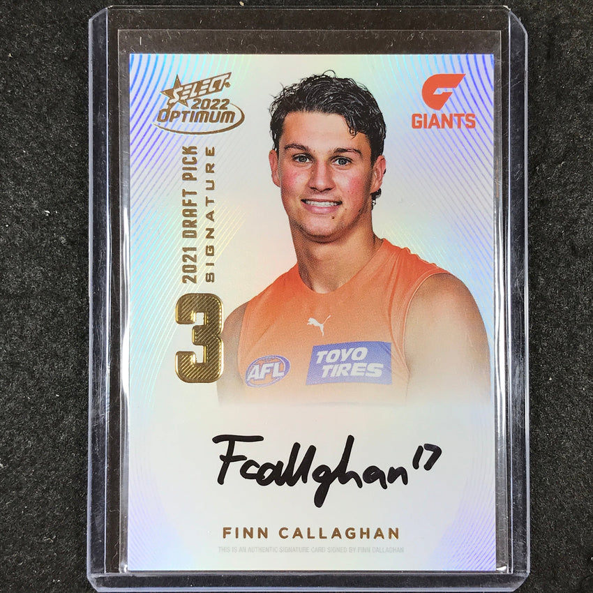 2022 Select AFL Optimum FINN CALLAGHAN Draft Pick Signature Gold 49/85