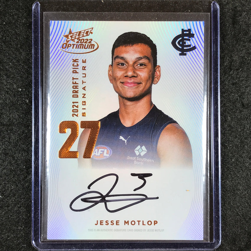 2022 Select AFL Optimum JESSE MOTLOP Draft Pick Signature Copper 137/170