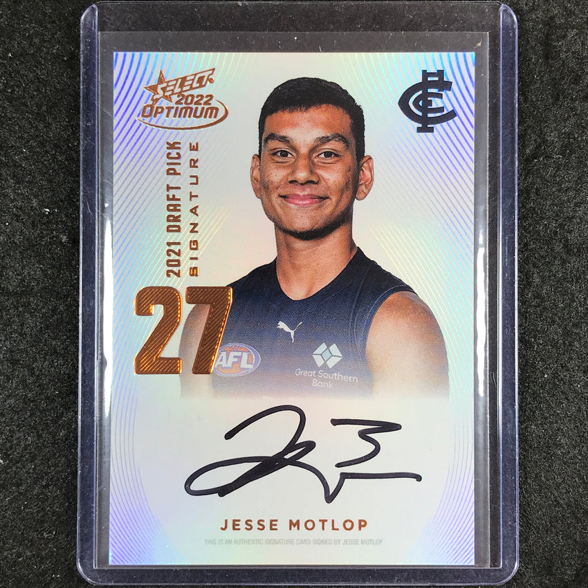 2022 Select AFL Optimum JESSE MOTLOP Draft Pick Signature Copper 41/170
