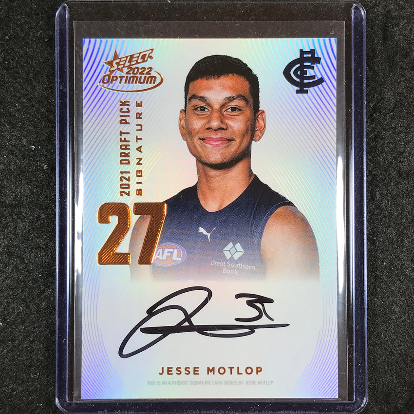 2022 Select AFL Optimum JESSE MOTLOP Draft Pick Signature Copper 53/170