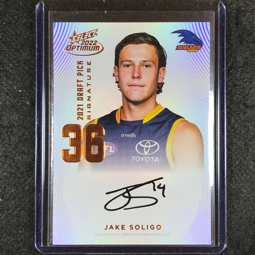 2022 Select AFL Optimum JAKE SOLIGO Draft Pick Signature Copper 21/170