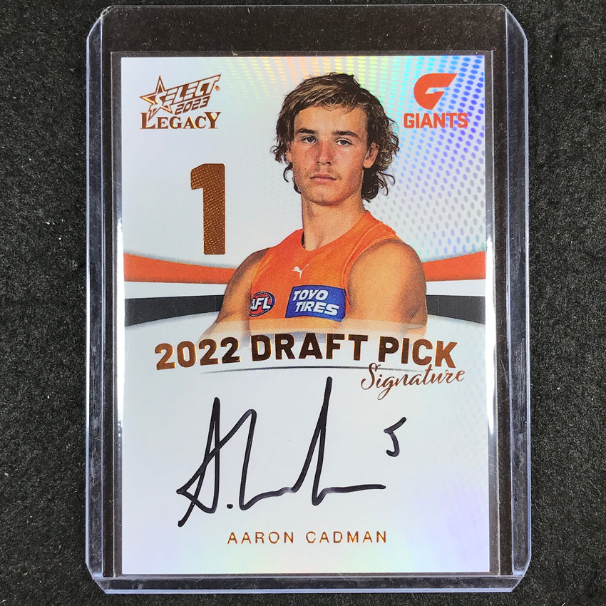 2023 Select AFL Legacy AARON CADMAN Draft Pick Signature Copper 42/175
