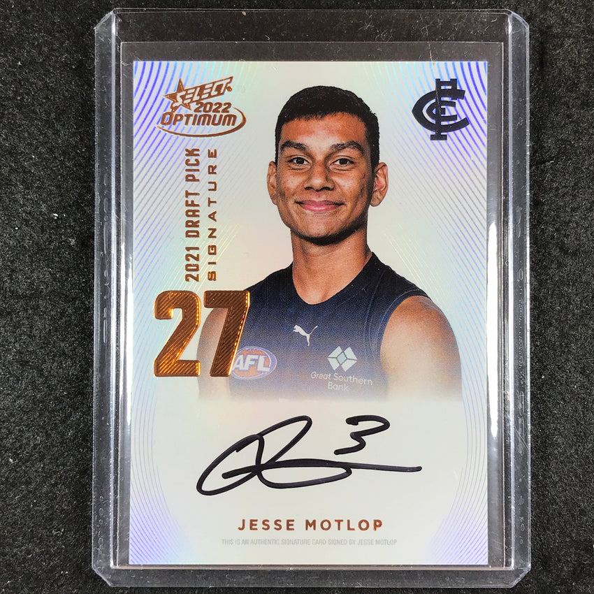 2022 Select AFL Optimum JESSE MOTLOP Draft Pick Signature Copper 32/170