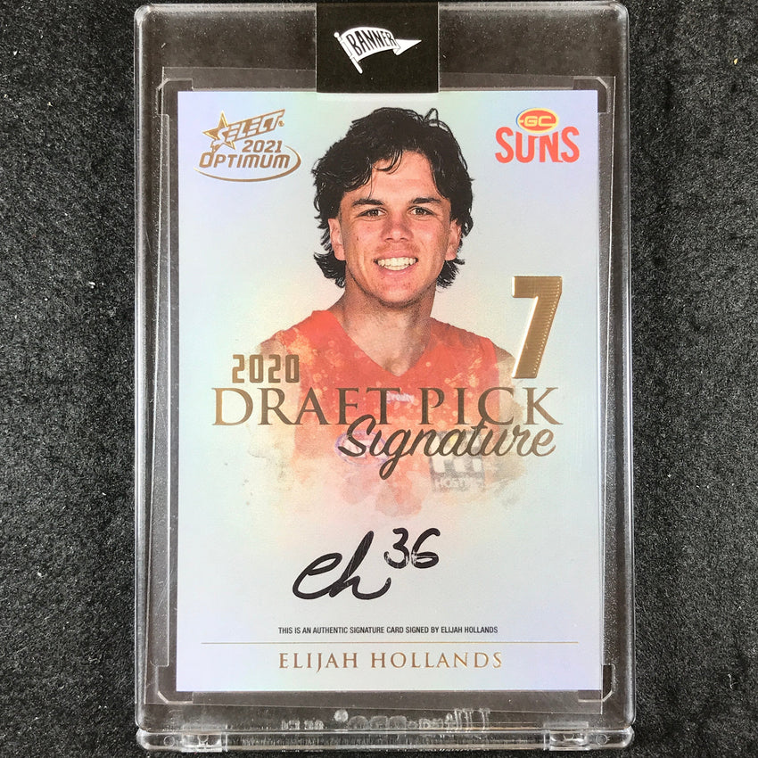 2021 Select AFL Optimum ELIJAH HOLLANDS Draft Pick Signature Gold 11/85