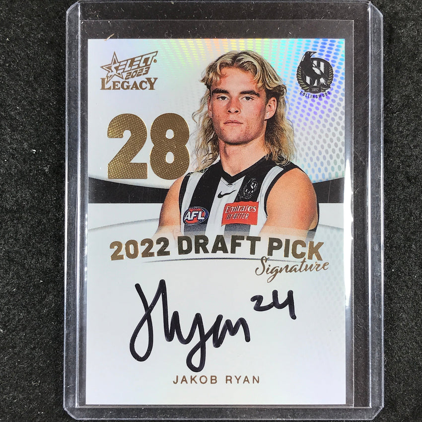 2023 Select AFL Legacy JAKOB RYAN Draft Pick Signature Gold 35/90