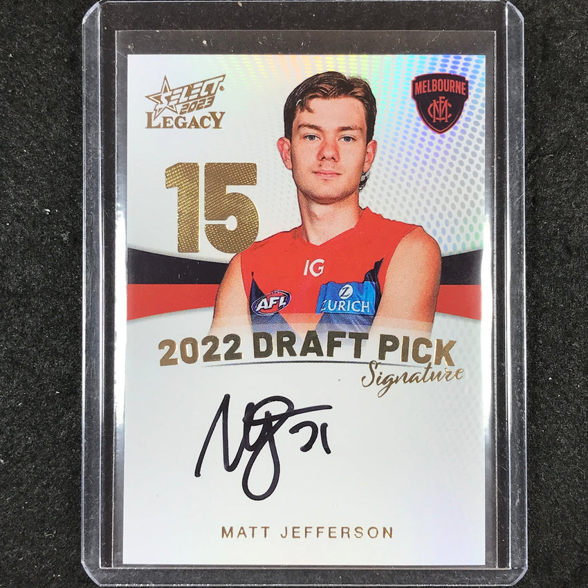 2023 Select AFL Legacy MATT JEFFERSON Draft Pick Signature Gold 27/90