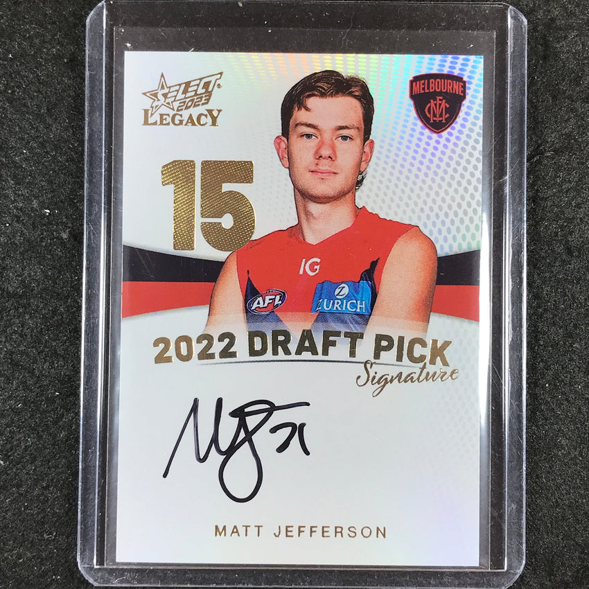 2023 Select AFL Legacy MATT JEFFERSON Draft Pick Signature Gold 16/90