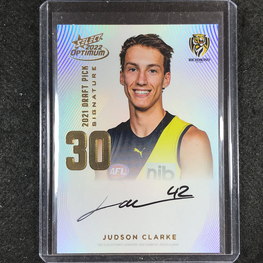2022 Select AFL Optimum JUDSON CLARKE Draft Pick Signature Gold 30/85