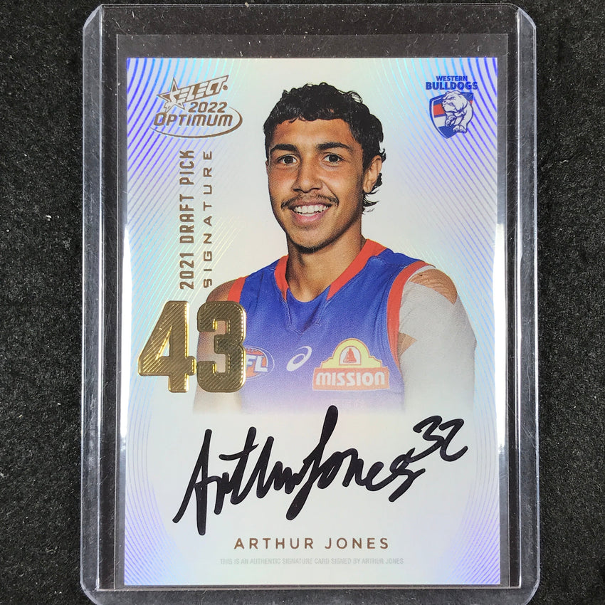 2022 Select AFL Optimum ARTHUR JONES Draft Pick Signature Gold 31/85