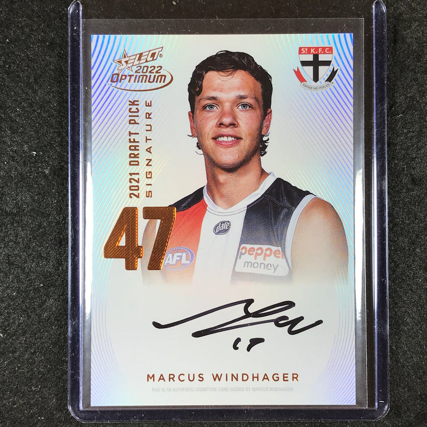 2022 Select AFL Optimum MARCUS WINDHAGER Draft Pick Signature Copper 46/170