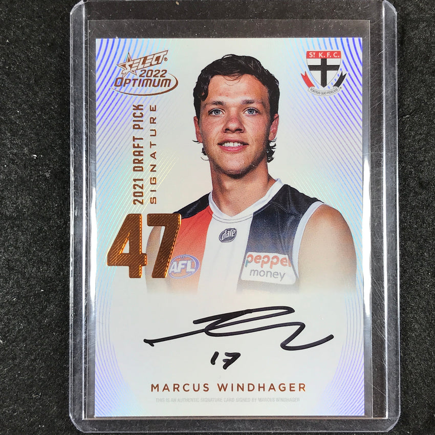 2022 Select AFL Optimum MARCUS WINDHAGER Draft Pick Signature Copper 77/170