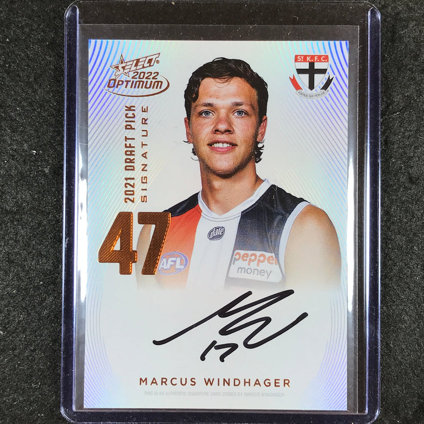 2022 Select AFL Optimum MARCUS WINDHAGER Draft Pick Signature Copper 155/170