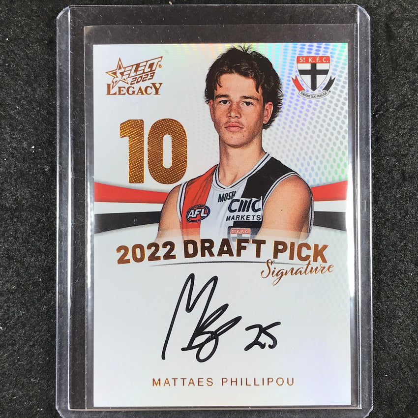 2023 Select AFL Legacy MATTAES PHILLIPOU Draft Pick Signature Copper 145/175