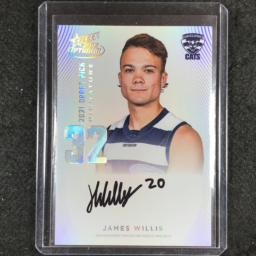 2022 Select AFL Optimum JAMES WILLIS Draft Pick Signature Platinum 24/40