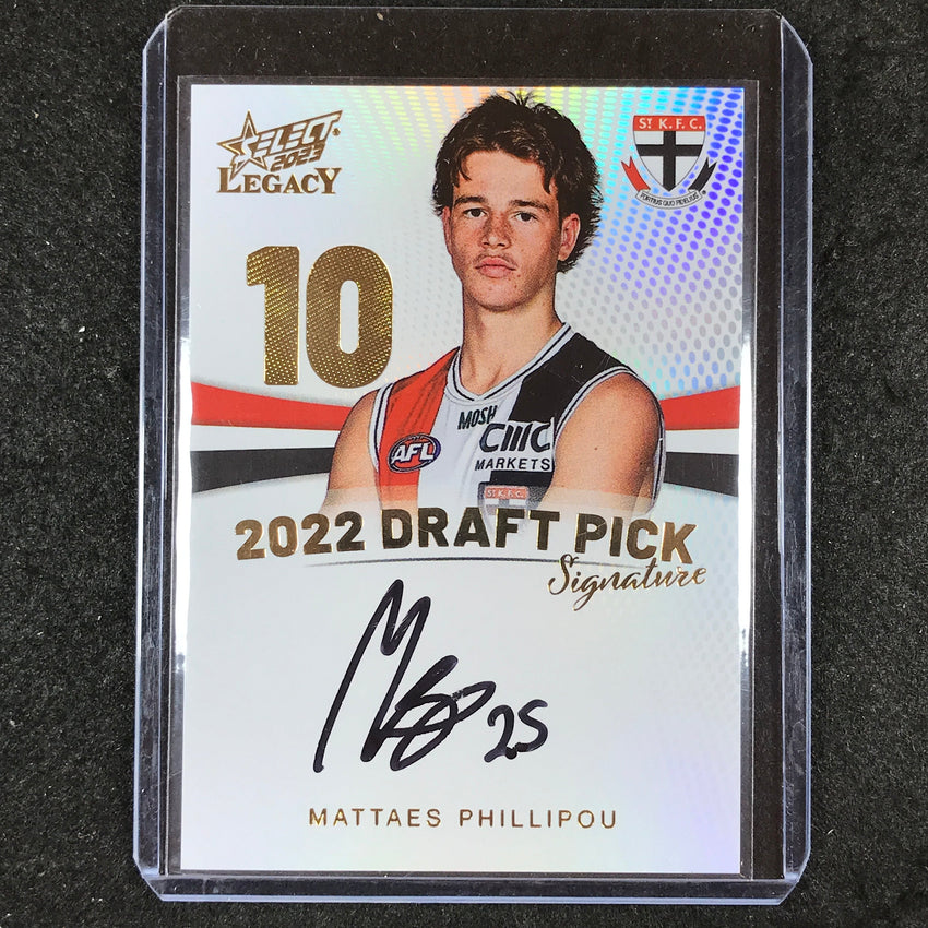 2023 Select AFL Legacy MATTAES PHILLIPOU Draft Pick Signature Gold 37/90