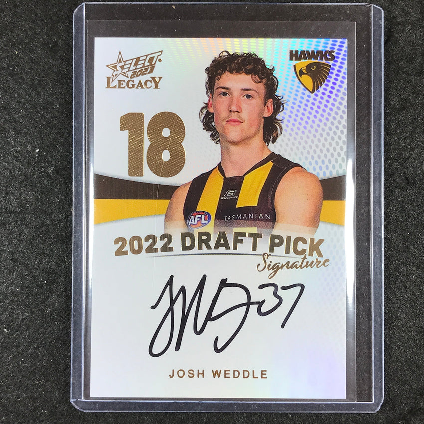 2023 Select AFL Legacy JOSH WEDDLE Draft Pick Signature Gold 20/90
