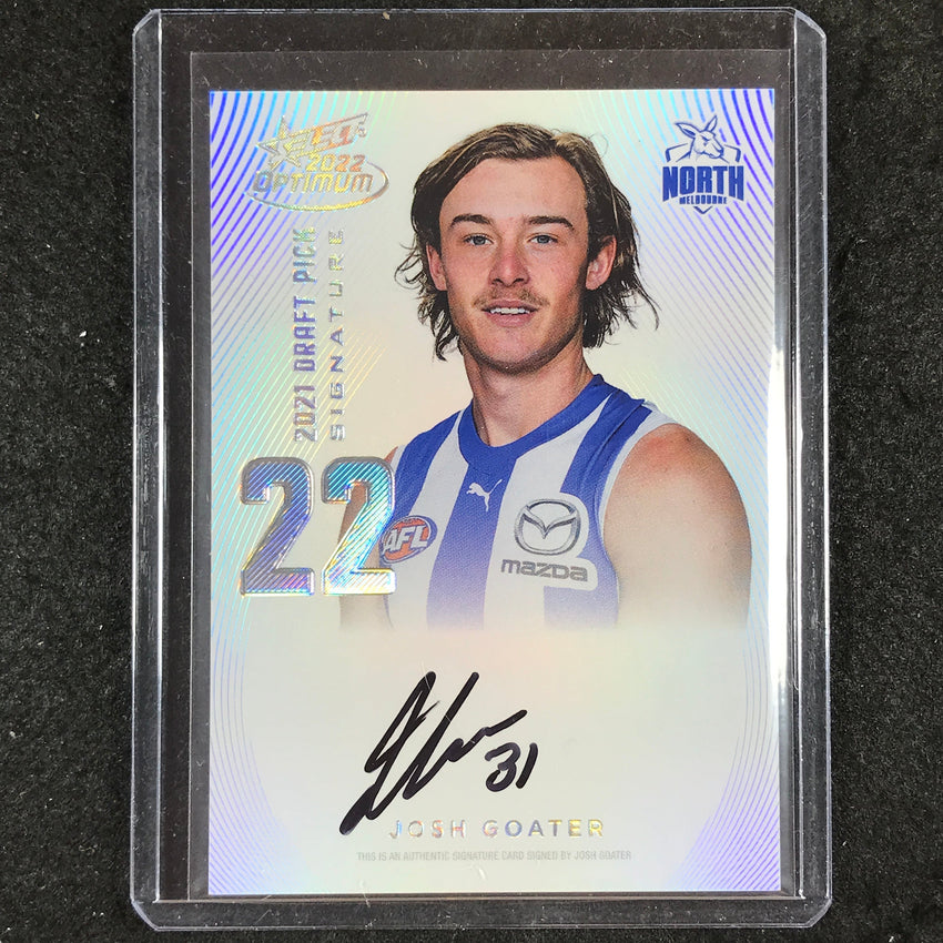 2022 Select AFL Optimum JOSH GOATER Draft Pick Signature Platinum 21/40
