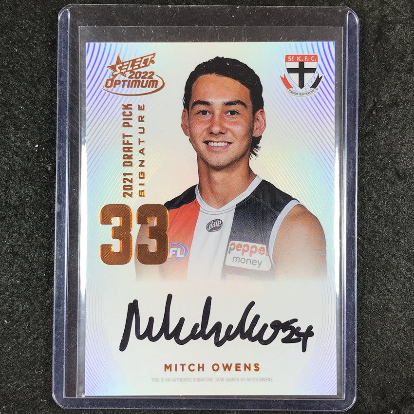 2022 Select AFL Optimum MITCH OWENS Draft Pick Signature Copper 159/170