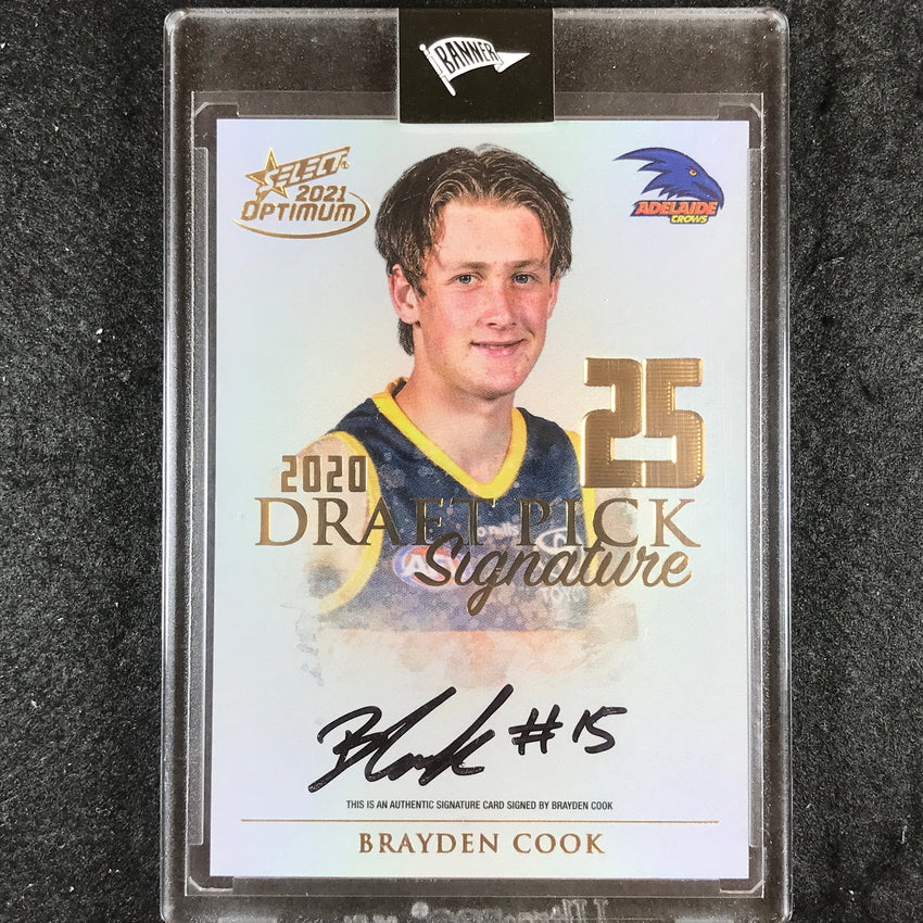 2021 Select AFL Optimum BRAYDEN COOK Draft Pick Signature Gold 01/85