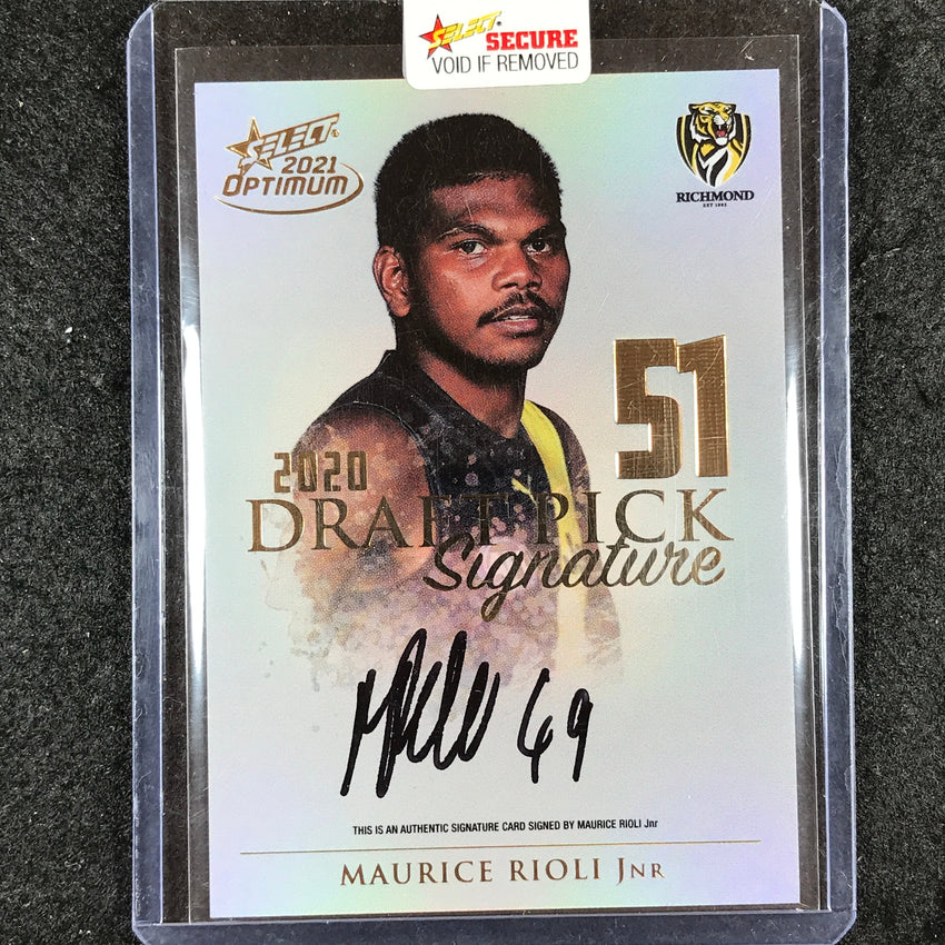 2021 Select AFL Optimum MAURICE RIOLI JNR Draft Pick Signature Gold 11/85