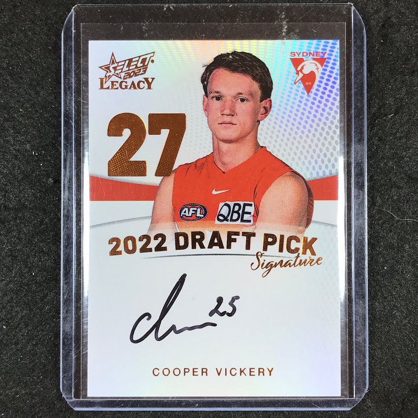 2023 Select AFL Legacy COOPER VICKERY Draft Pick Signature Copper 40/175