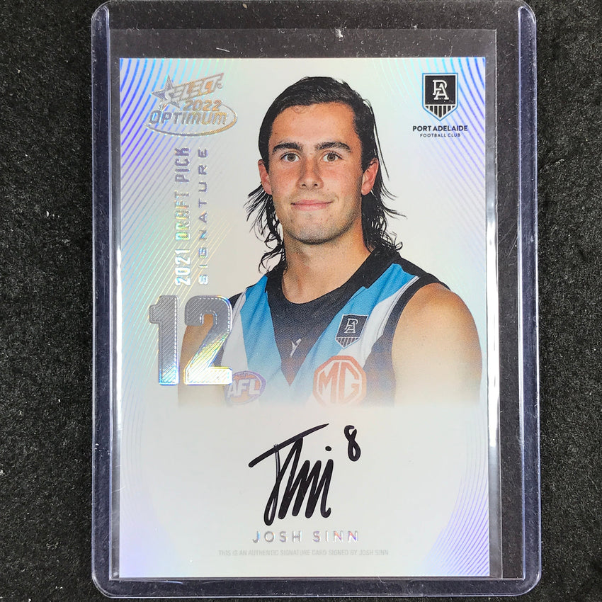 2022 Select AFL Optimum JOSH SINN Draft Pick Signature Platinum 38/40