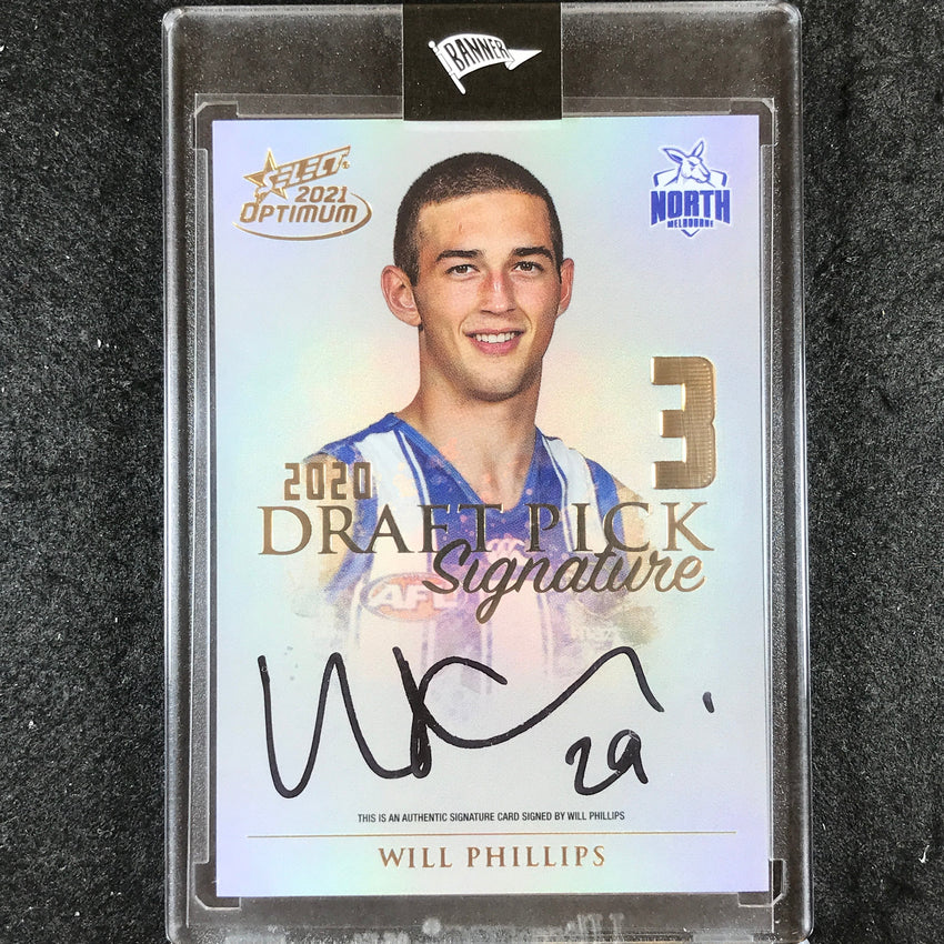 2021 Select AFL Optimum WILL PHILLIPS Draft Pick Signature Gold 21/85