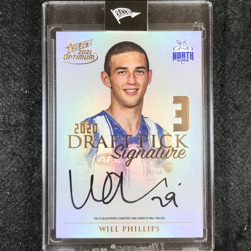 2021 Select AFL Optimum WILL PHILLIPS Draft Pick Signature Gold 52/85
