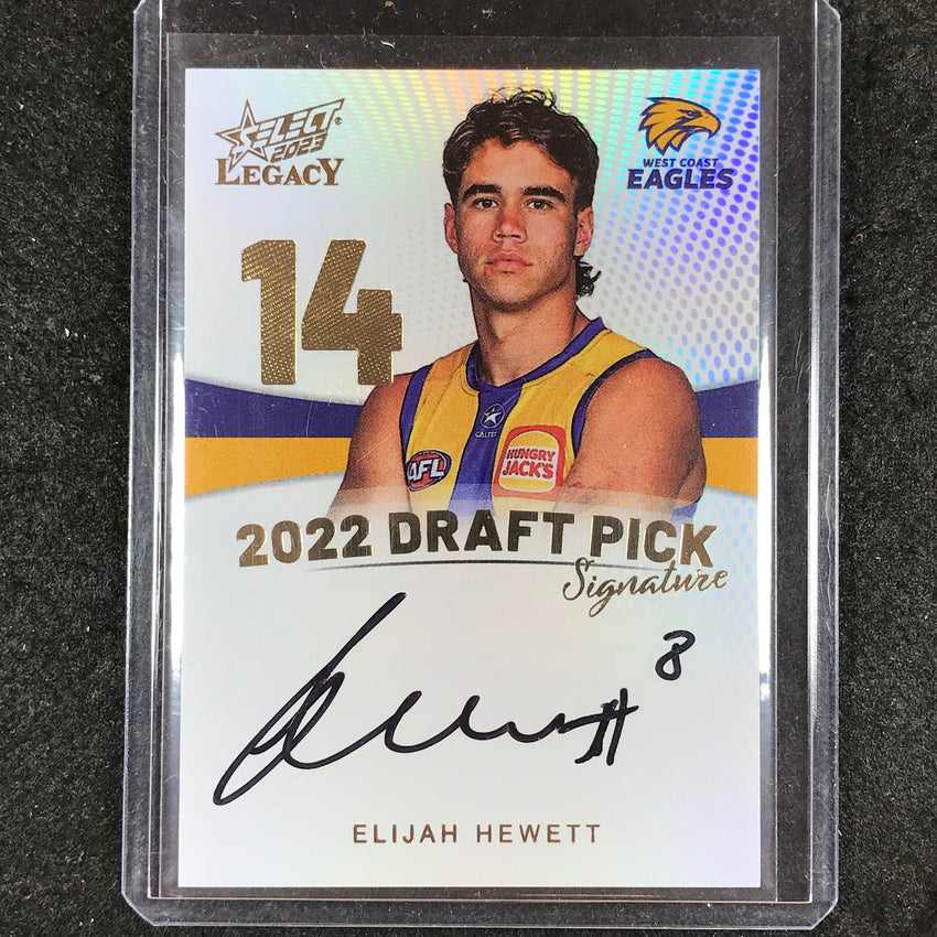 2023 Select AFL Legacy ELIJAH HEWETT Draft Pick Signature Gold 38/90