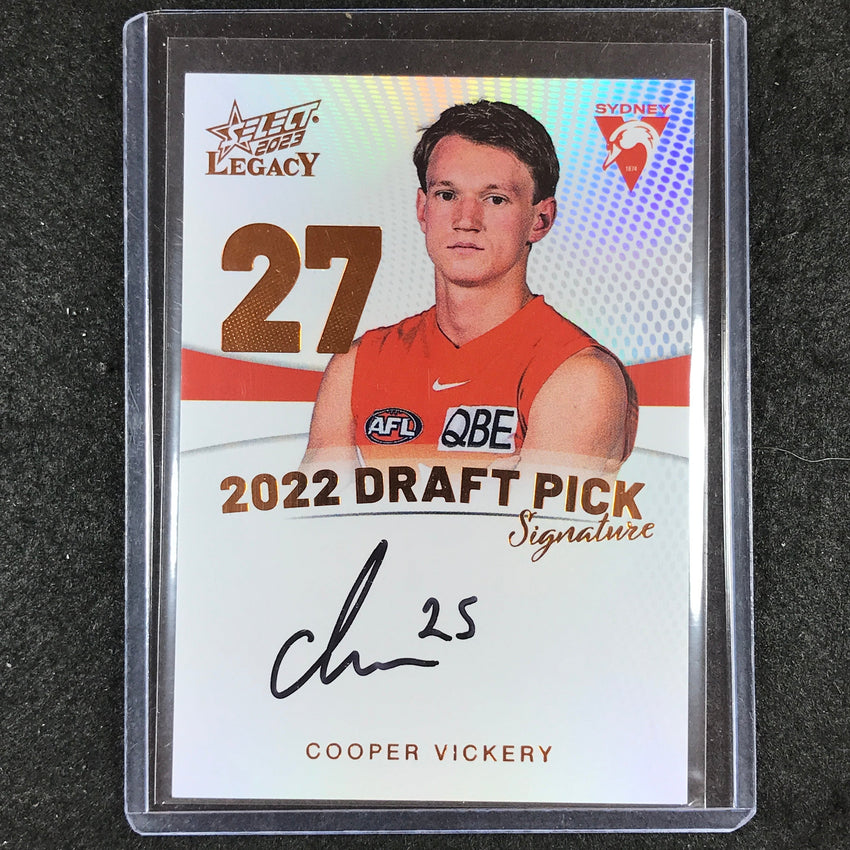2023 Select AFL Legacy COOPER VICKERY Draft Pick Signature Copper 80/175