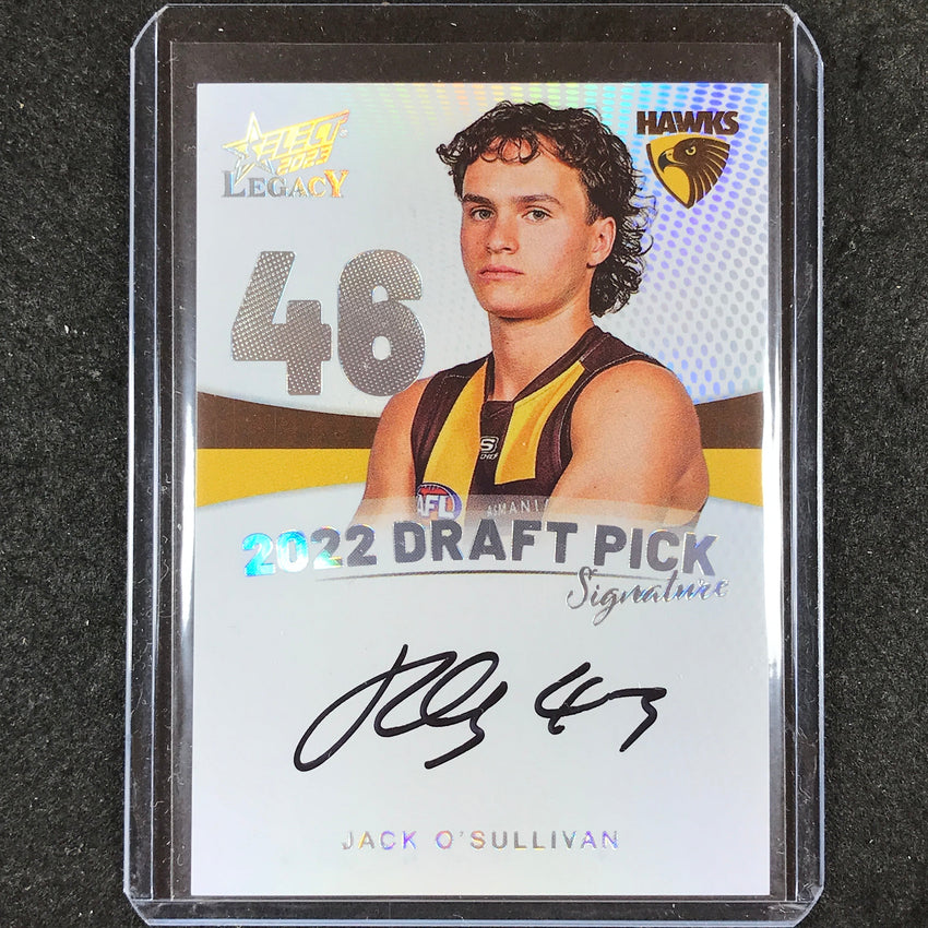 2023 Select AFL Legacy JACK O'SULLIVAN Draft Pick Signature Platinum 36/40