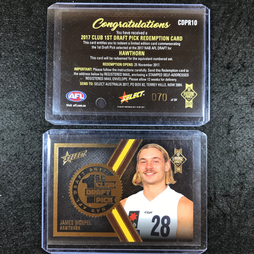 2017 Select AFL Future Force JAMES WORPEL 1st Club Draft Pick 70/80