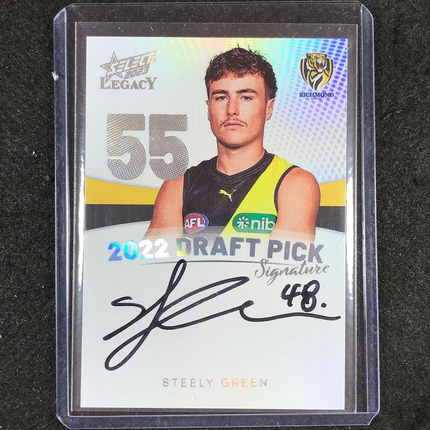2023 Select AFL Legacy STEELY GREEN Draft Pick Signature Platinum 03/40