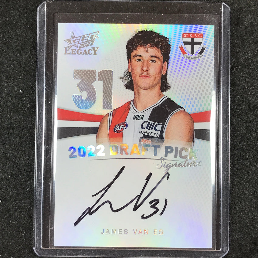 2023 Select AFL Legacy JAMES VAN ES Draft Pick Signature Platinum 05/40