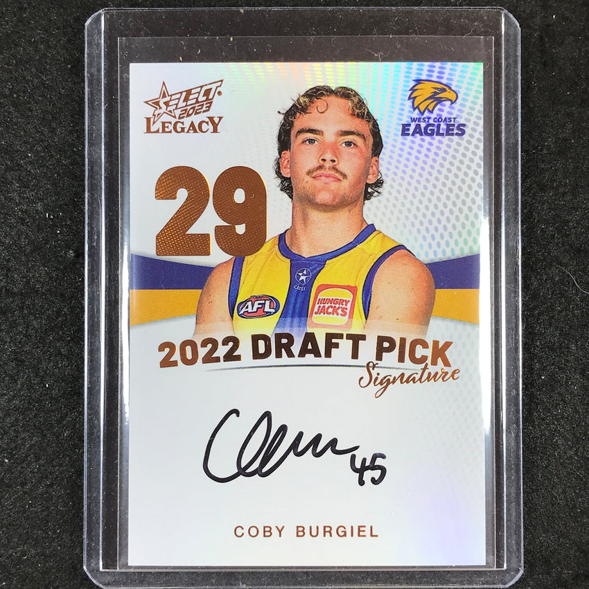 2023 Select AFL Legacy COBY BURGIEL Draft Pick Signature Copper 140/175