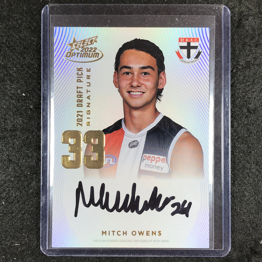 2022 Select AFL Optimum MITCH OWENS Draft Pick Signature Gold 11/85