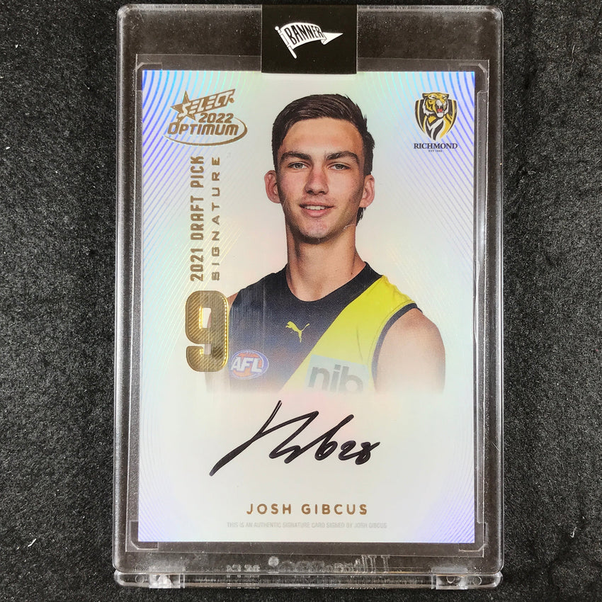 2022 Select AFL Optimum JOSH GIBCUS Draft Pick Signature Gold 23/85